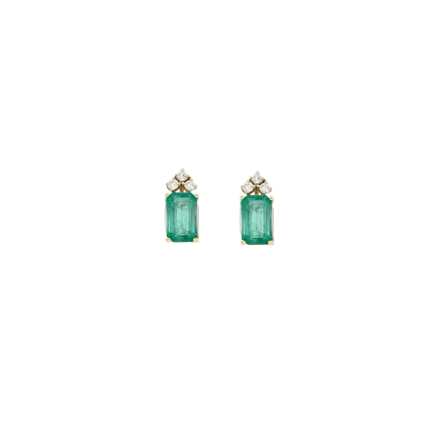 Natural Emerald Diamond Earrings 14k Yellow Gold 1.69 TCW Certified $2,950 121255