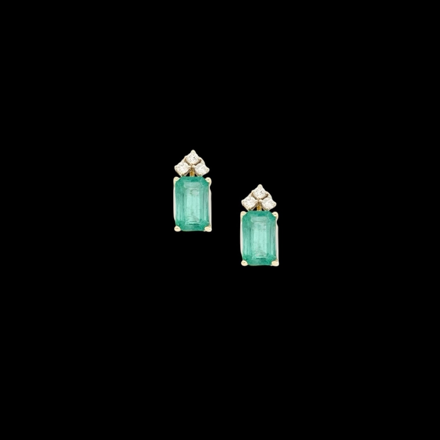 Natural Emerald Diamond Earrings 14k Yellow Gold 1.69 TCW Certified $2,950 121255