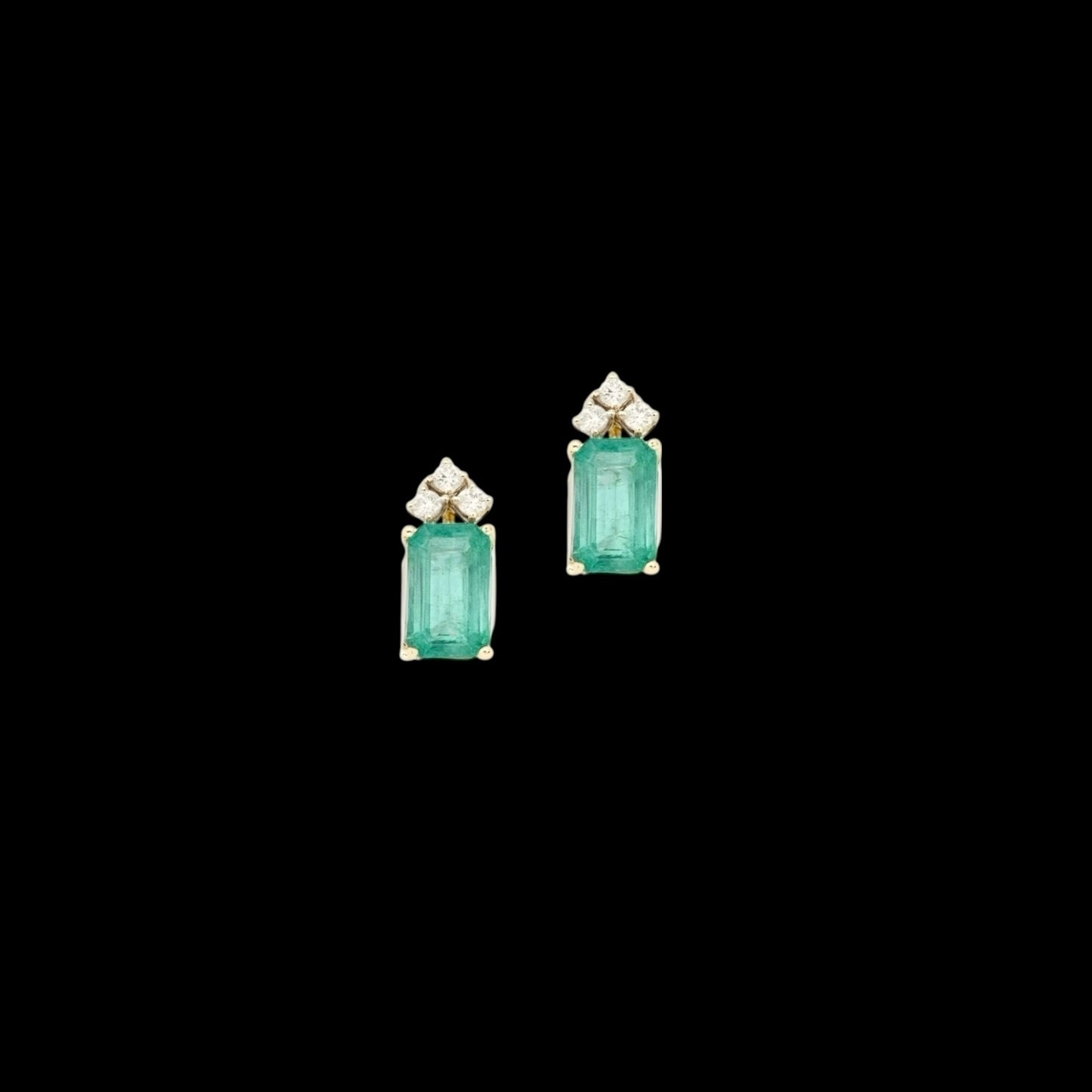 Natural Emerald Diamond Earrings 14k Yellow Gold 1.69 TCW Certified $2,950 121255