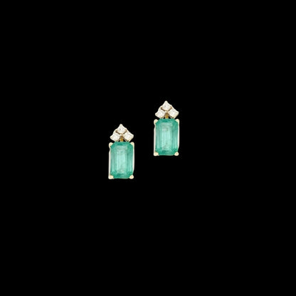 Natural Emerald Diamond Earrings 14k Yellow Gold 1.69 TCW Certified $2,950 121255