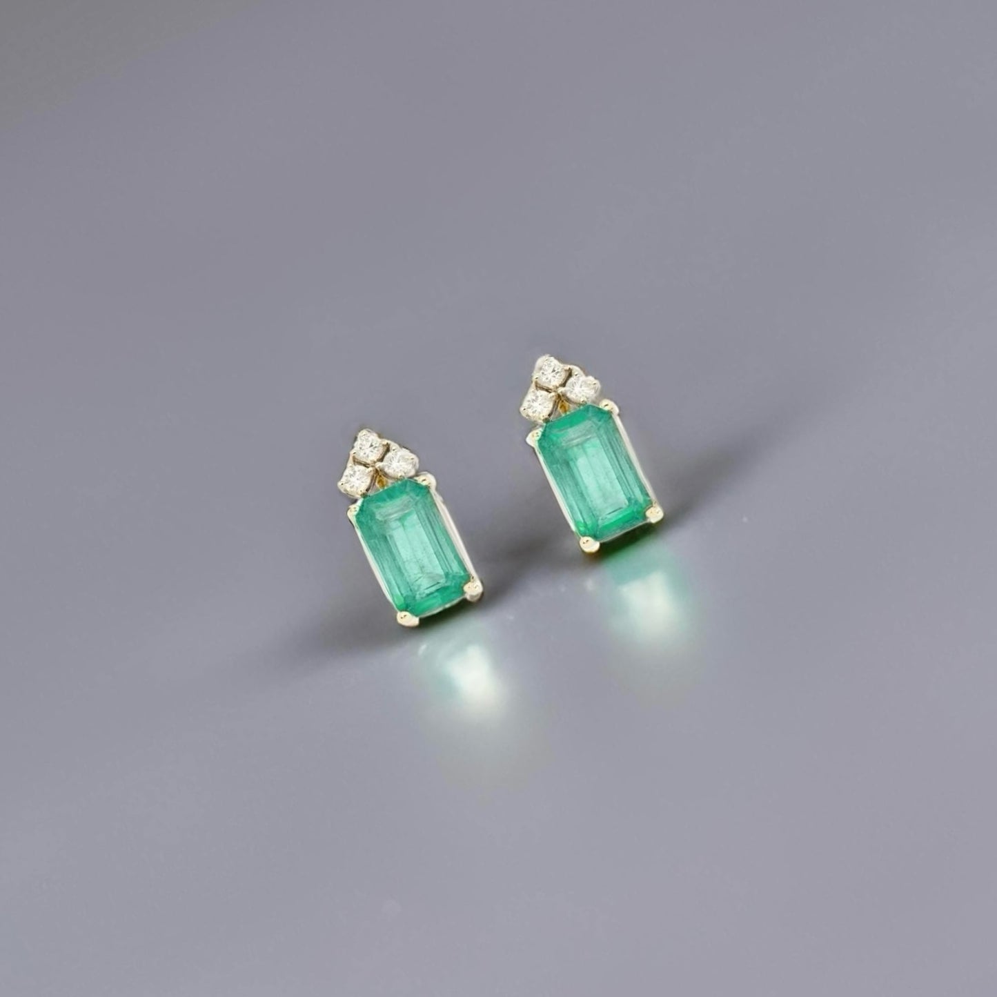 Natural Emerald Diamond Earrings 14k Yellow Gold 1.69 TCW Certified $2,950 121255