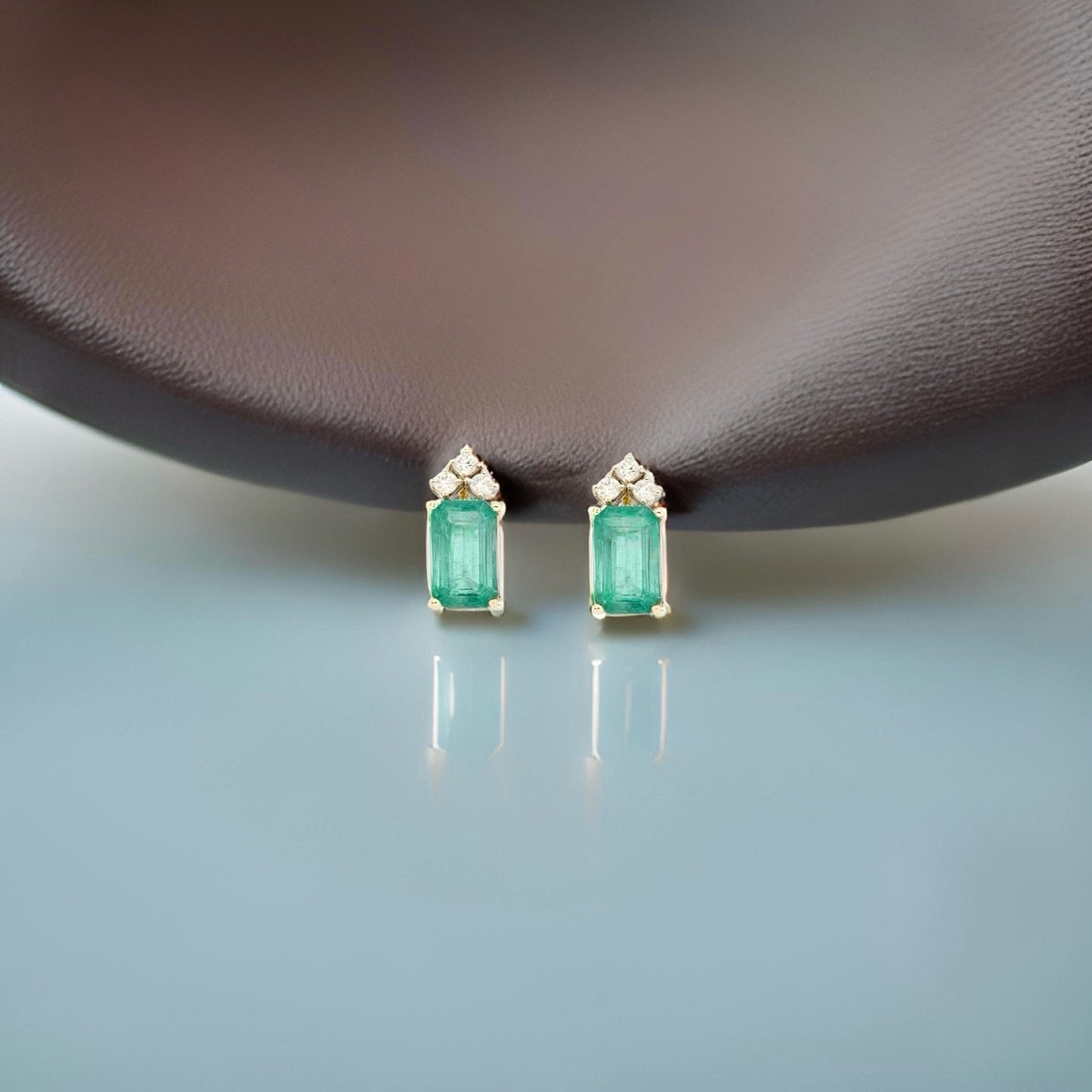 Natural Emerald Diamond Earrings 14k Yellow Gold 1.69 TCW Certified $2,950 121255