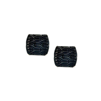 John Hardy Carved Onyx Cufflinks Sterling Silver Estate JH110