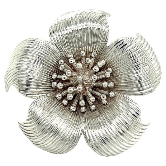 Tiffany & Co Estate Dagwood Flower Brooch Pin Sterling Silver TIF835