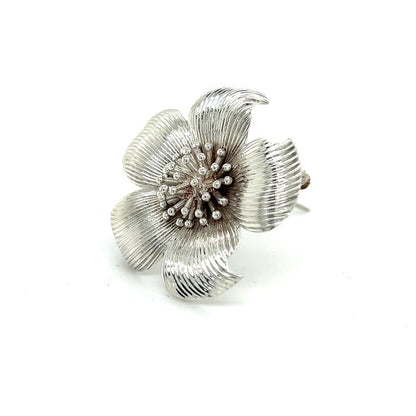 Tiffany & Co Estate Dagwood Flower Brooch Pin Sterling Silver TIF836