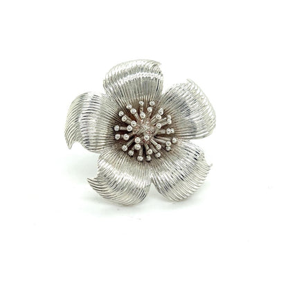 Tiffany & Co Estate Dagwood Flower Brooch Pin Sterling Silver TIF835