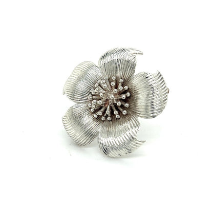 Tiffany & Co Estate Dagwood Flower Brooch Pin Sterling Silver TIF835