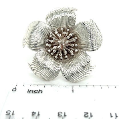 Tiffany & Co Estate Dagwood Flower Brooch Pin Sterling Silver TIF835