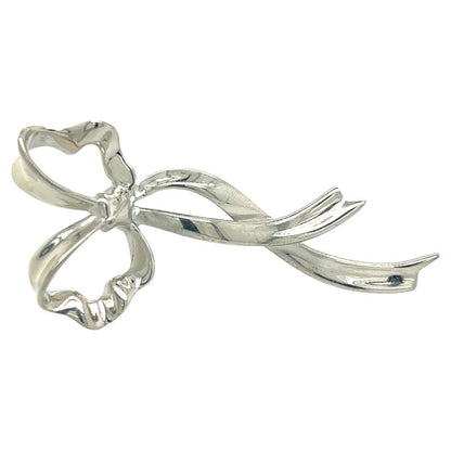 Tiffany & Co Estate Ribbon Brooch Pin Sterling Silver TIF833