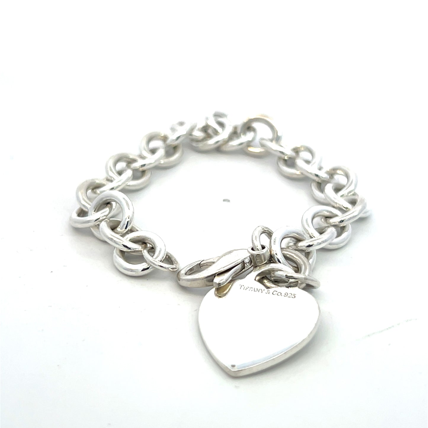 Tiffany & Co Estate Heart Charm Bracelet 7.5" Sterling Silver 35.7g TIF756