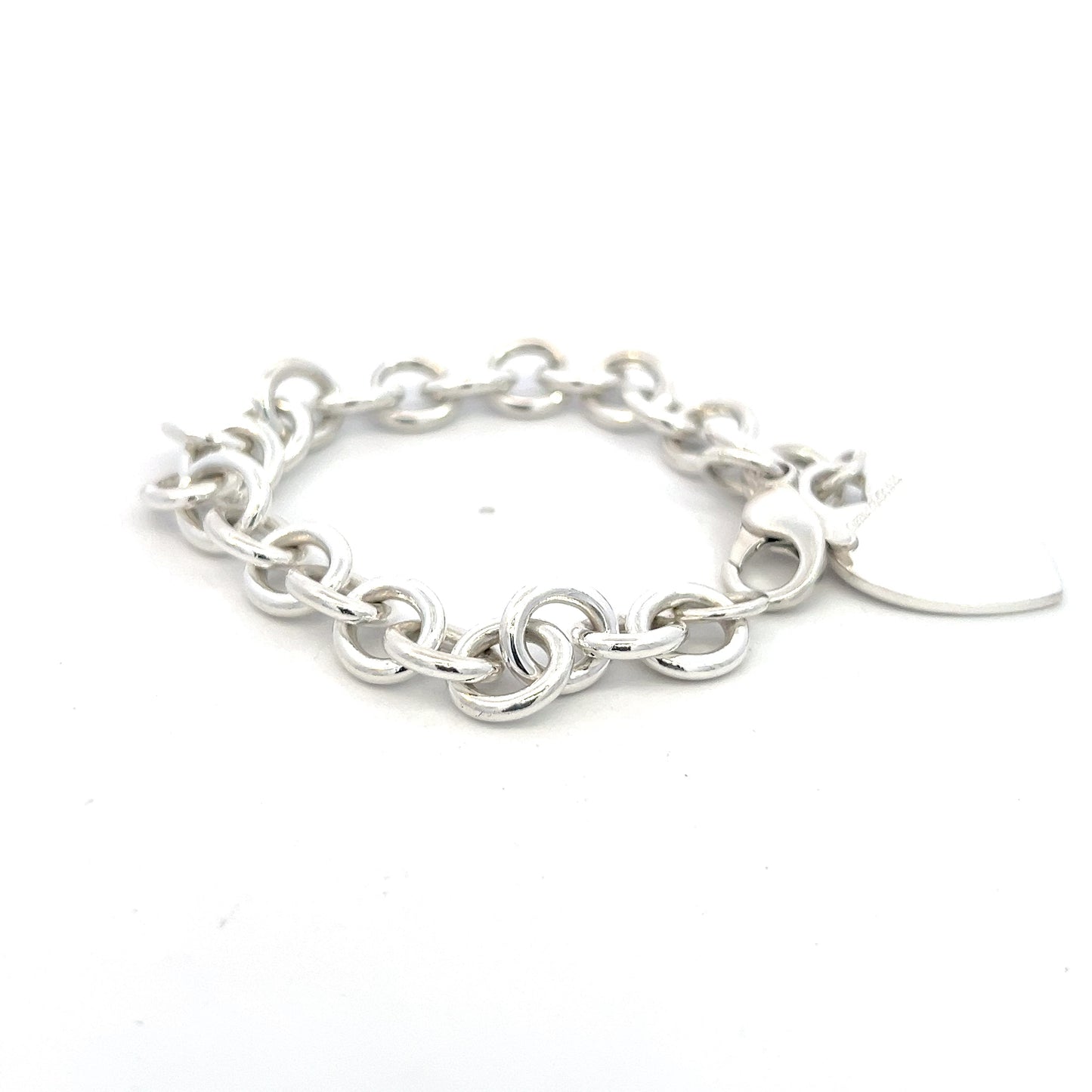 Tiffany & Co Estate Heart Charm Bracelet 7.5" Sterling Silver 34.9g TIF757