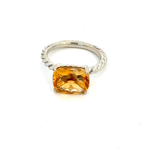 David Yurman Madeira Citrine Ring Size 8.5 Silver DY763