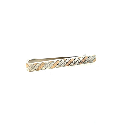 Tiffany & Co Estate Money Clip Tie Pin Sterling Silver + 14K Gold TIF775