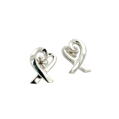 Tiffany & Co Estate Heart Pierced Earrings by Paloma Picasso Sterling Silver 3.8 Grams TIF796