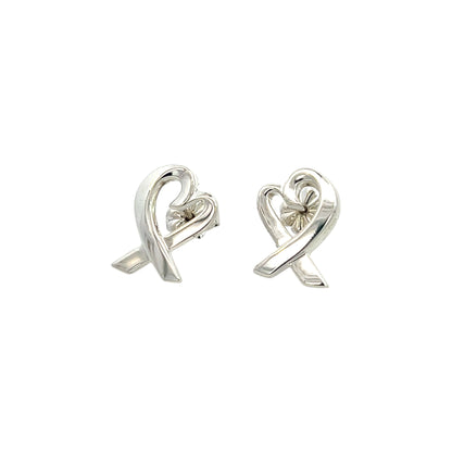 Tiffany & Co Estate Heart Pierced Earrings by Paloma Picasso Sterling Silver 3.8 Grams TIF796