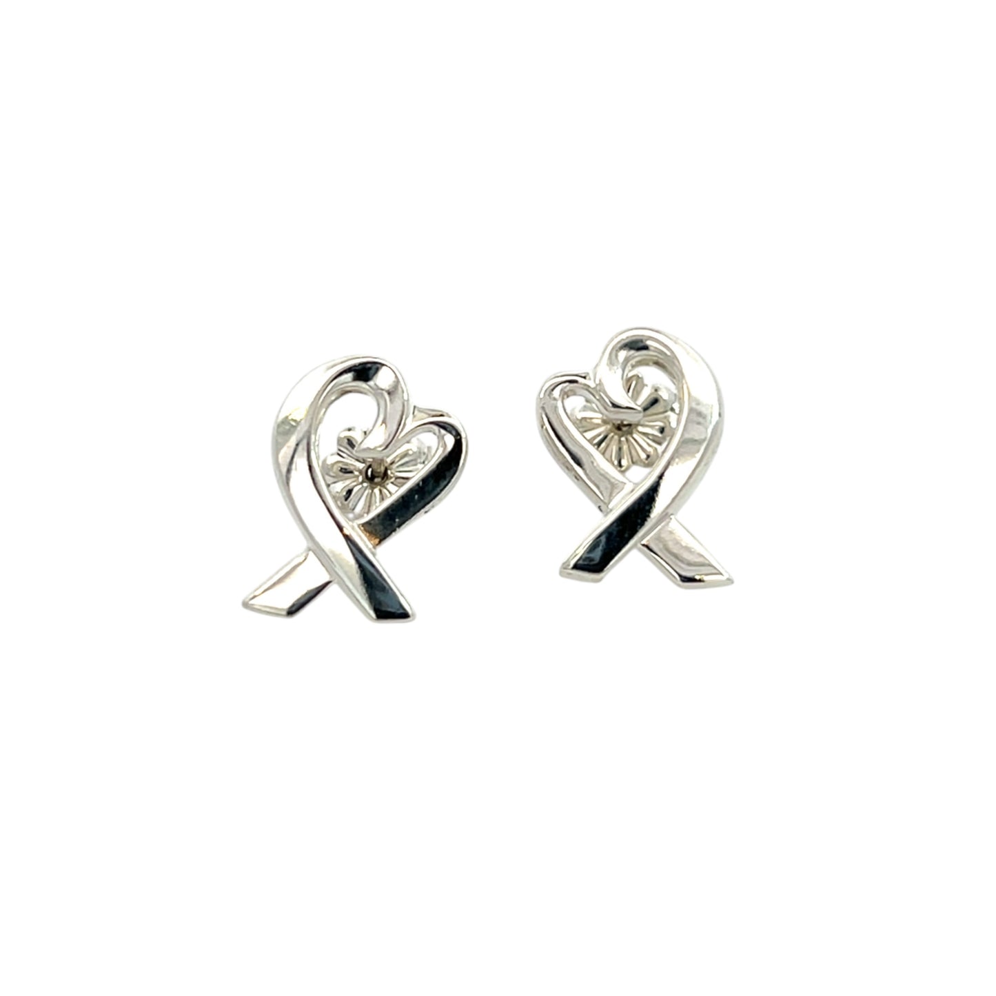 Tiffany & Co Estate Heart Pierced Earrings by Paloma Picasso Sterling Silver 3.8 Grams TIF796