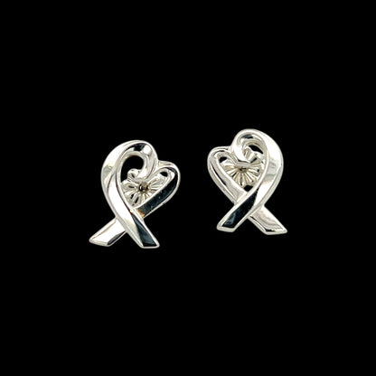 Tiffany & Co Estate Heart Pierced Earrings by Paloma Picasso Sterling Silver 3.8 Grams TIF796