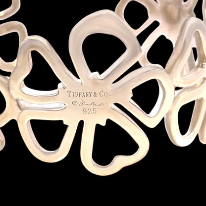 Tiffany & Co Hibiscus Flower Cuff Bangle 7.5" Sterling Silver 35 Grams Estate  TIF822