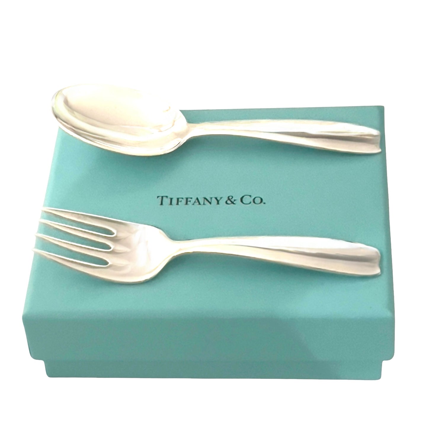 Tiffany & Co Baby Spoon & Fork Set Sterling Silver Estate TIF823