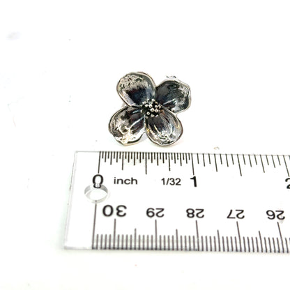 Tiffany & Co Estate Dogwood 4 leaf clover Flower Brooch Sterling Silver 4.45 Grams TIF845