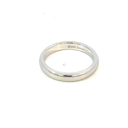 Tiffany & Co Platinum Band Ring Size 5, 3 mm Height Estate TIF924