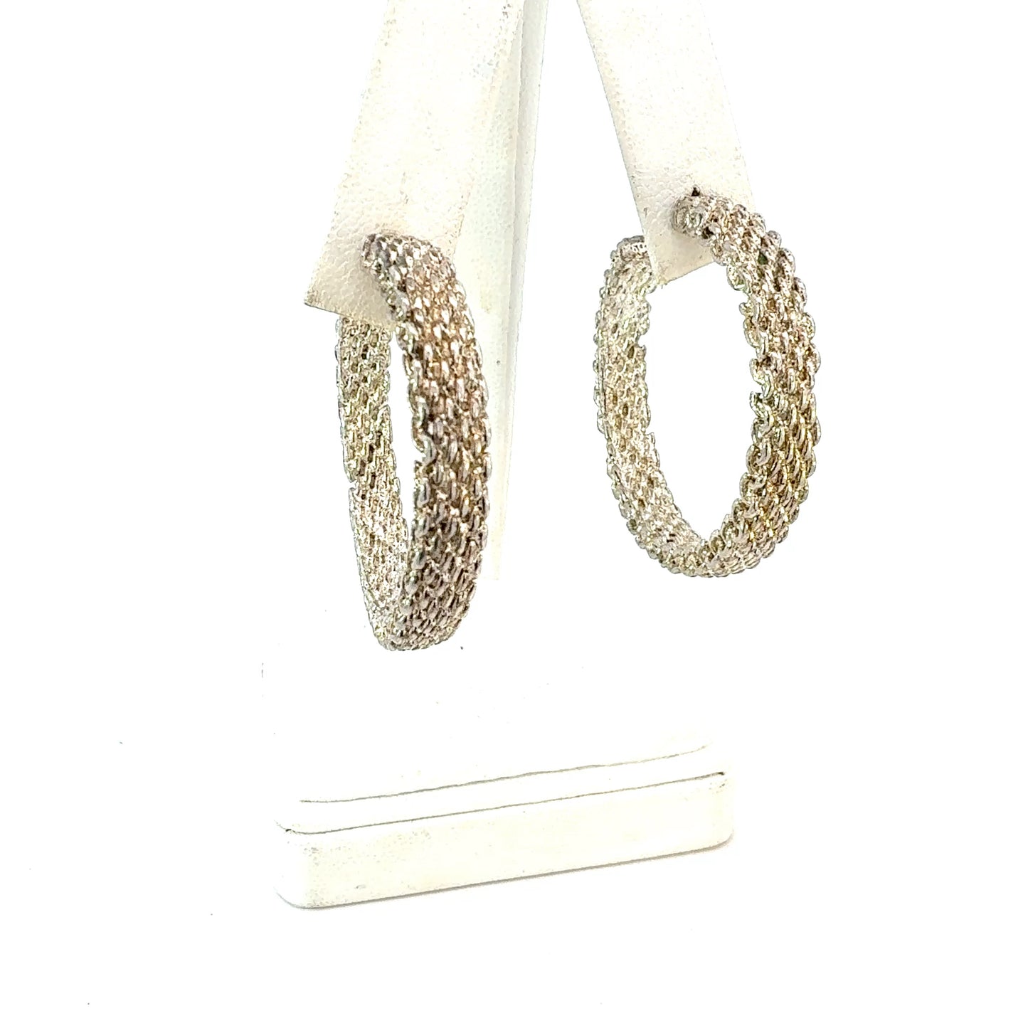 Tiffany & Co Somerset Hoop Earrings 1.75" Sterling Silver Estate TIF928