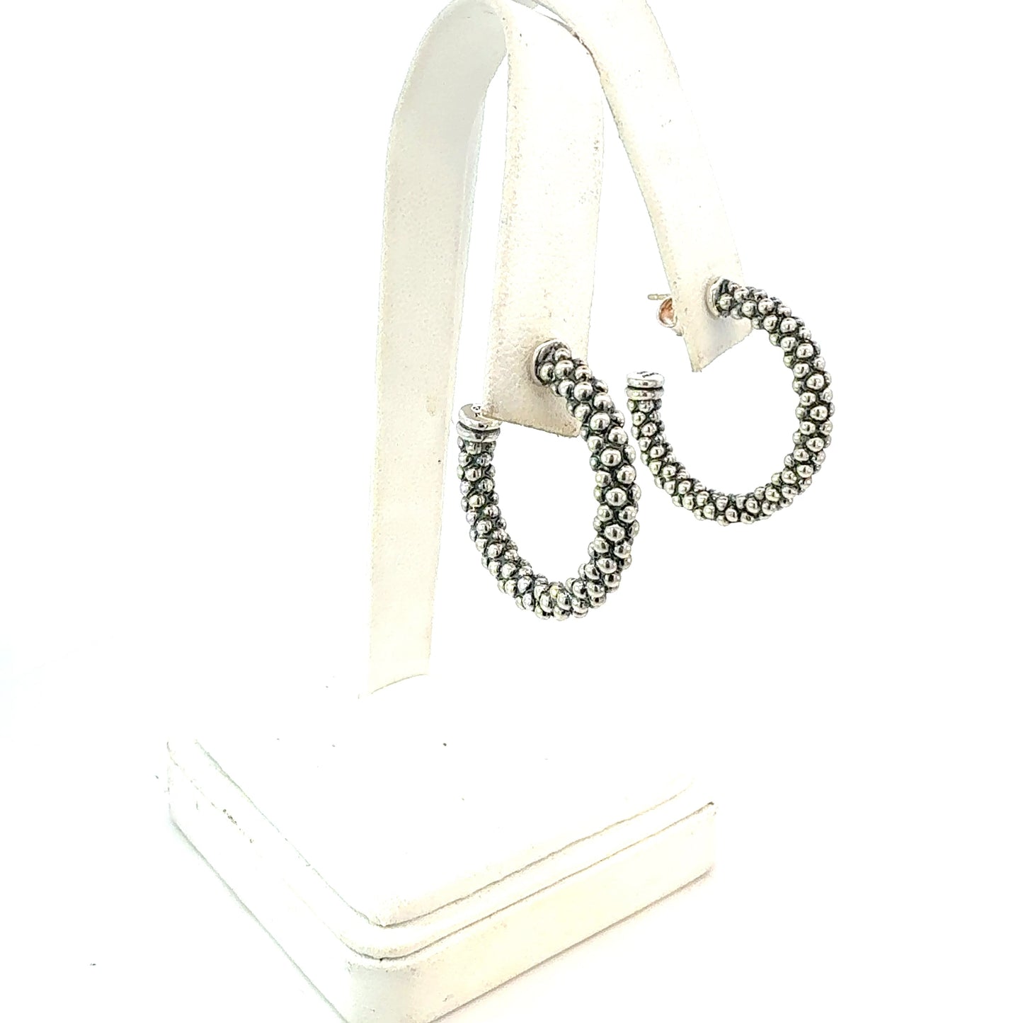 Tiffany & Co Somerset Hoop Earrings 1" Sterling Silver Estate TIF929