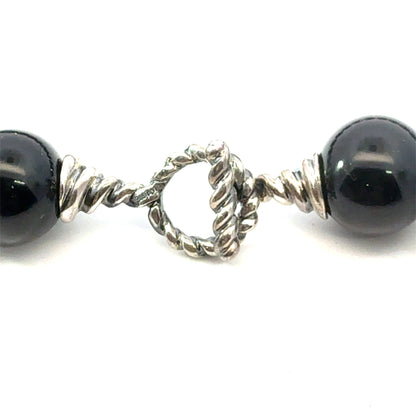 Tiffany & Co Onyx Beads Toggle Necklace 16" 16 mm Sterling Silver Estate TIF934