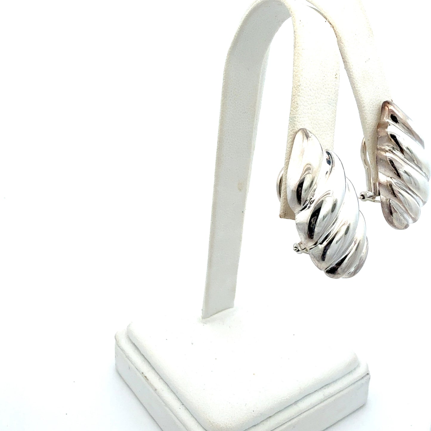 Tiffany & Co Omega Back Earrings Sterling Silver Estate TIF937