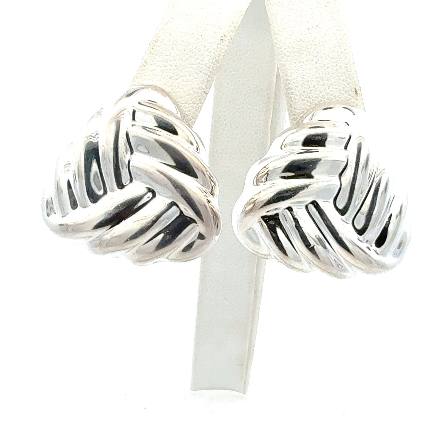 Tiffany & Co Puffed Omega Back Earrings Non Pierced Sterling Silver Estate TIF938