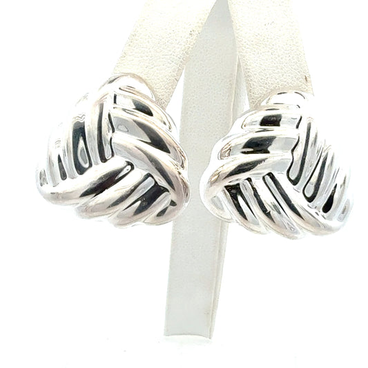 Tiffany & Co Puffed Omega Back Earrings Non Pierced Sterling Silver Estate TIF938