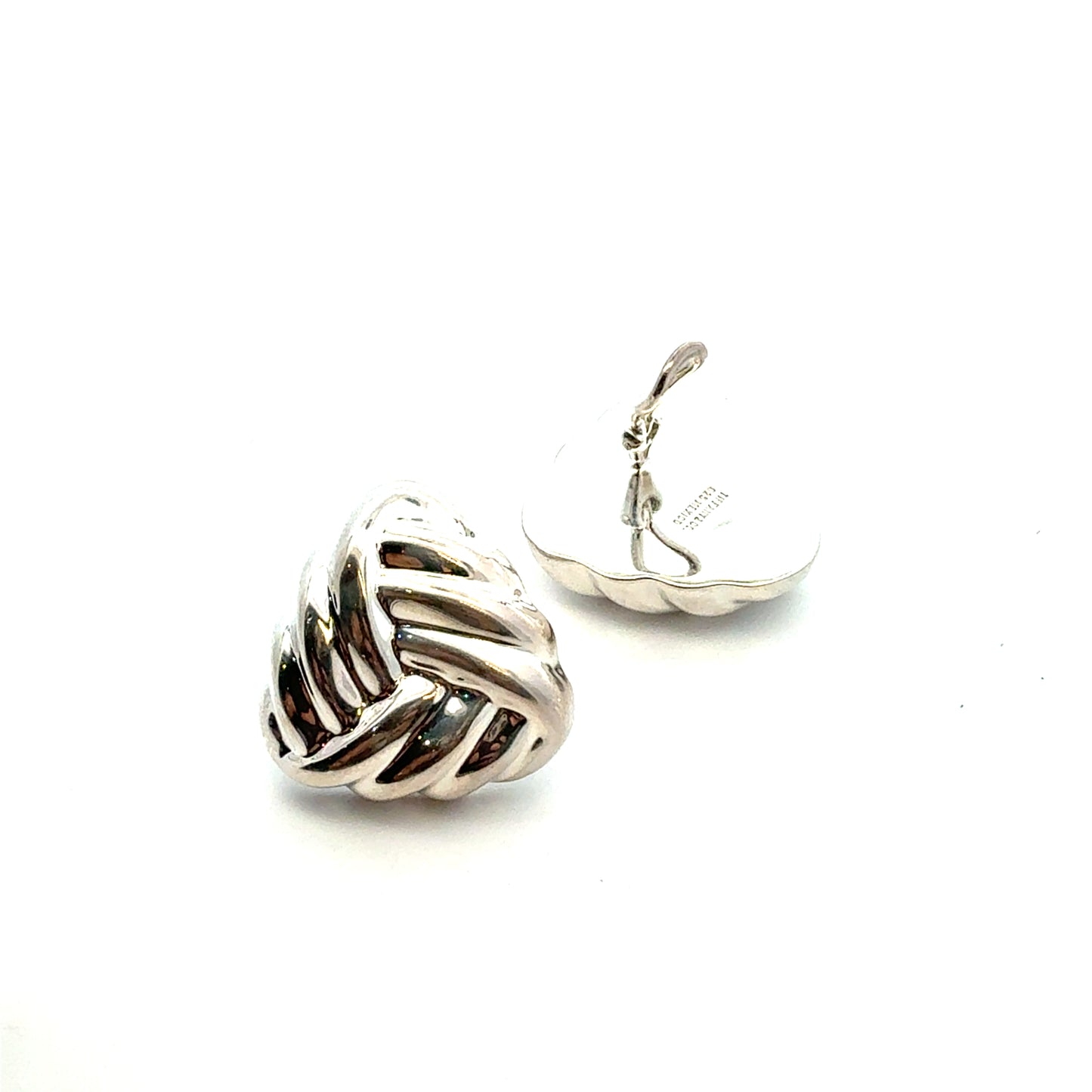 Tiffany & Co Puffed Omega Back Earrings Non Pierced Sterling Silver Estate TIF938