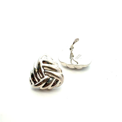 Tiffany & Co Puffed Omega Back Earrings Non Pierced Sterling Silver Estate TIF938