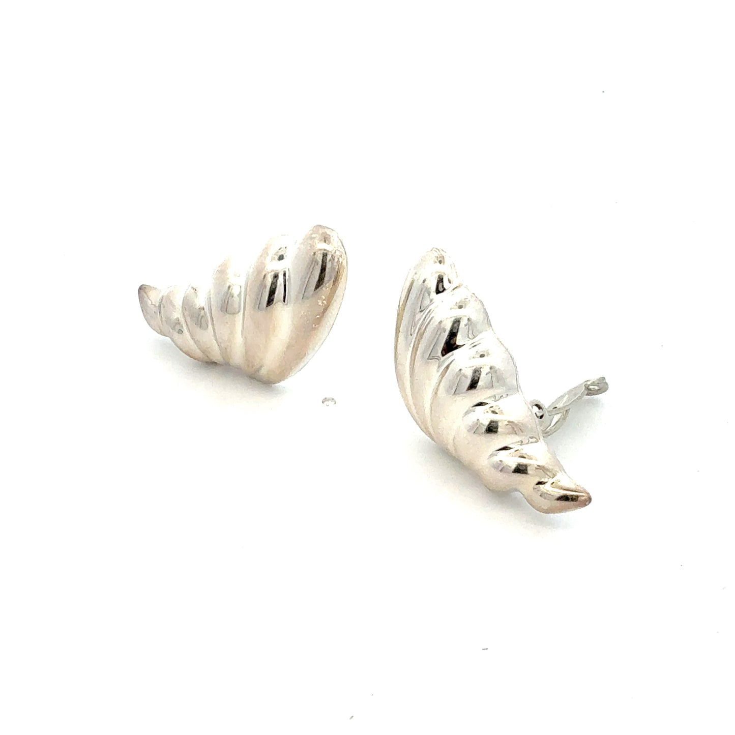 Tiffany & Co Puffed Omega Back Wing Earrings Non Pierced Sterling Silver Estate TIF939