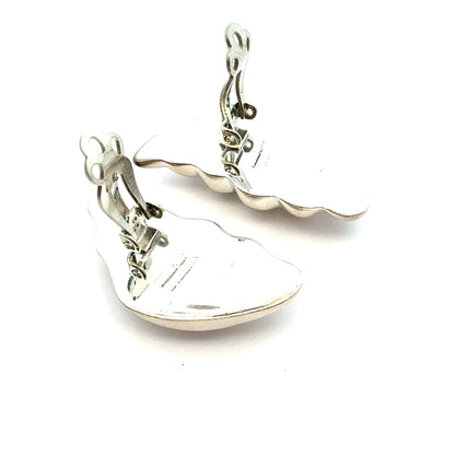 Tiffany & Co Puffed Omega Back Wing Earrings Non Pierced Sterling Silver Estate TIF939