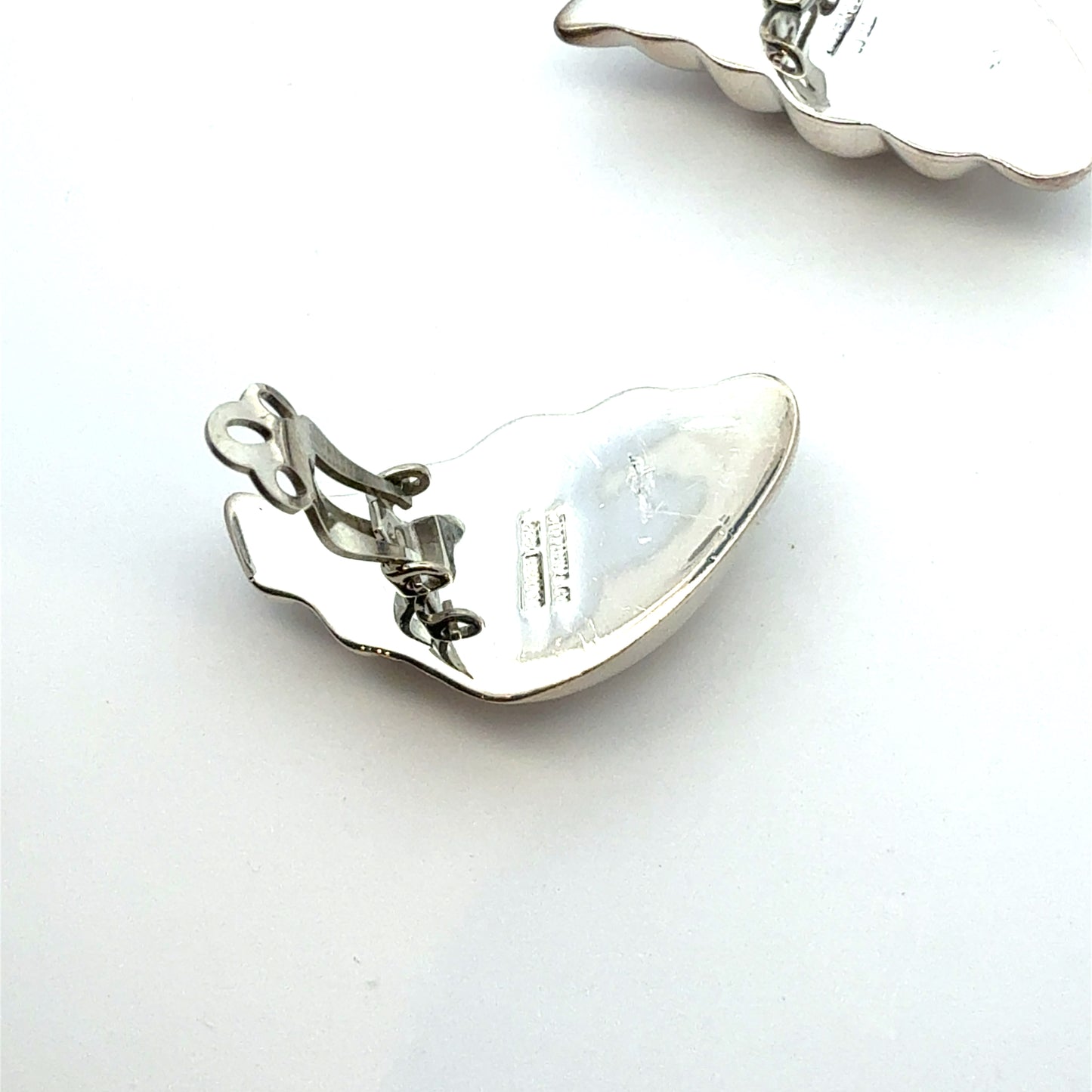 Tiffany & Co Puffed Omega Back Wing Earrings Non Pierced Sterling Silver Estate TIF939