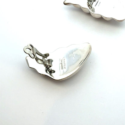 Tiffany & Co Puffed Omega Back Wing Earrings Non Pierced Sterling Silver Estate TIF939