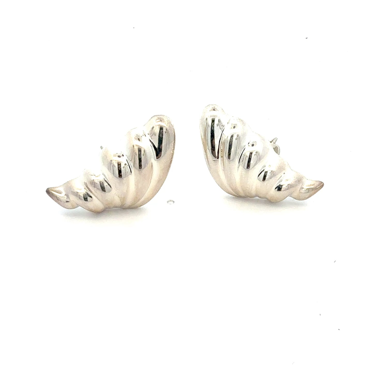 Tiffany & Co Puffed Omega Back Wing Earrings Non Pierced Sterling Silver Estate TIF939