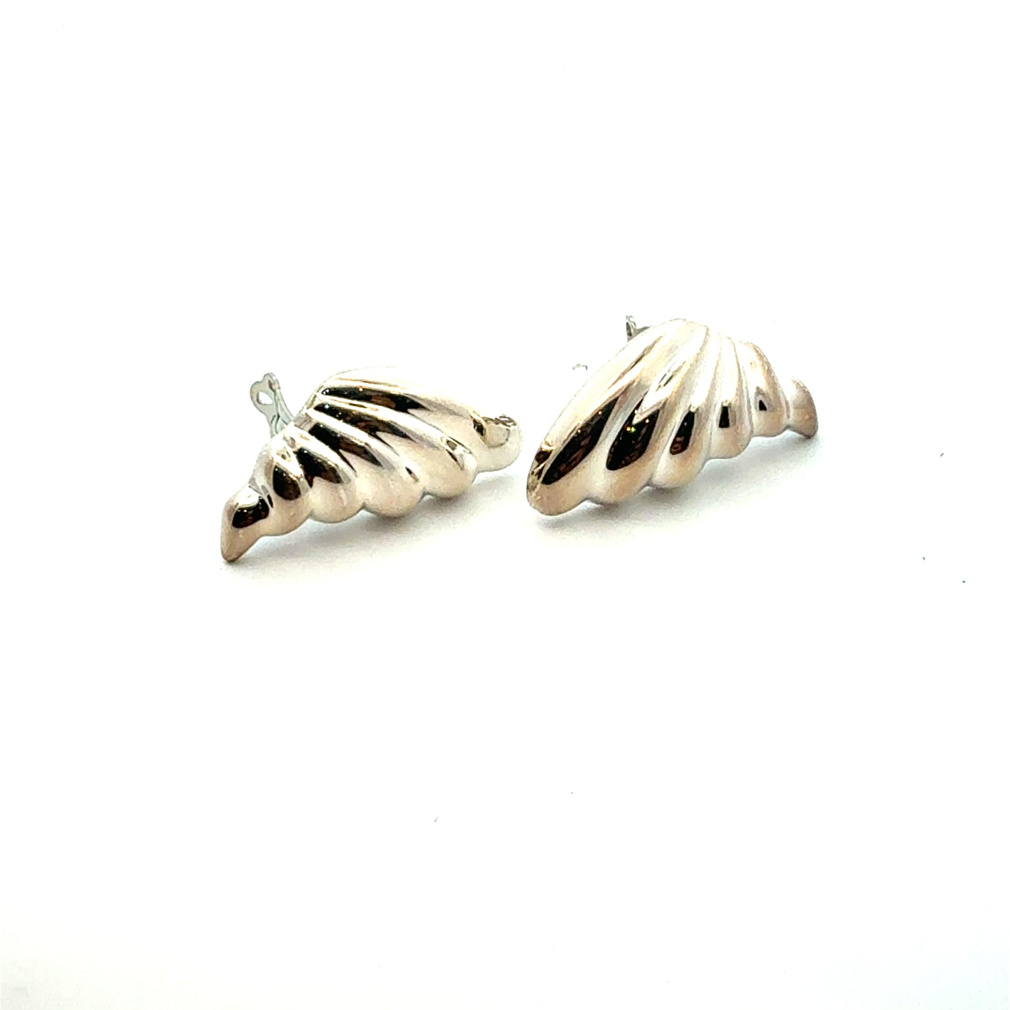 Tiffany & Co Puffed Omega Back Wing Earrings Non Pierced Sterling Silver Estate TIF939