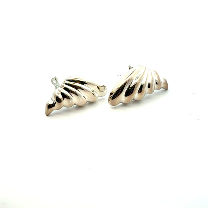 Tiffany & Co Puffed Omega Back Wing Earrings Non Pierced Sterling Silver Estate TIF939