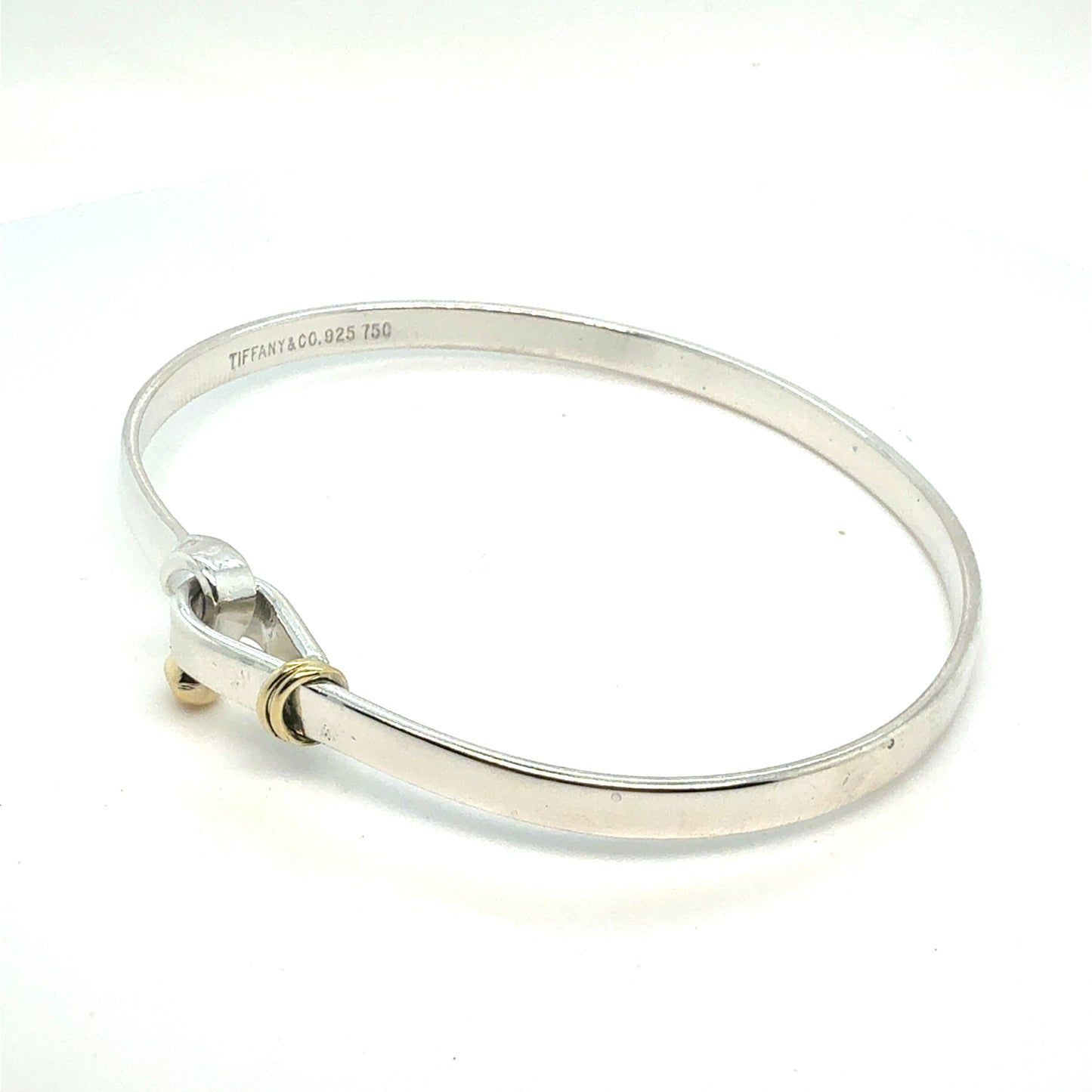 Tiffany & Co Estate Bangle Bracelet 7.5 18k Gold Sterling Silver TIF951