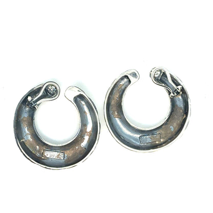 Tiffany & Co Estate Omega Back Clip on Earrings Sterling Silver TIF954