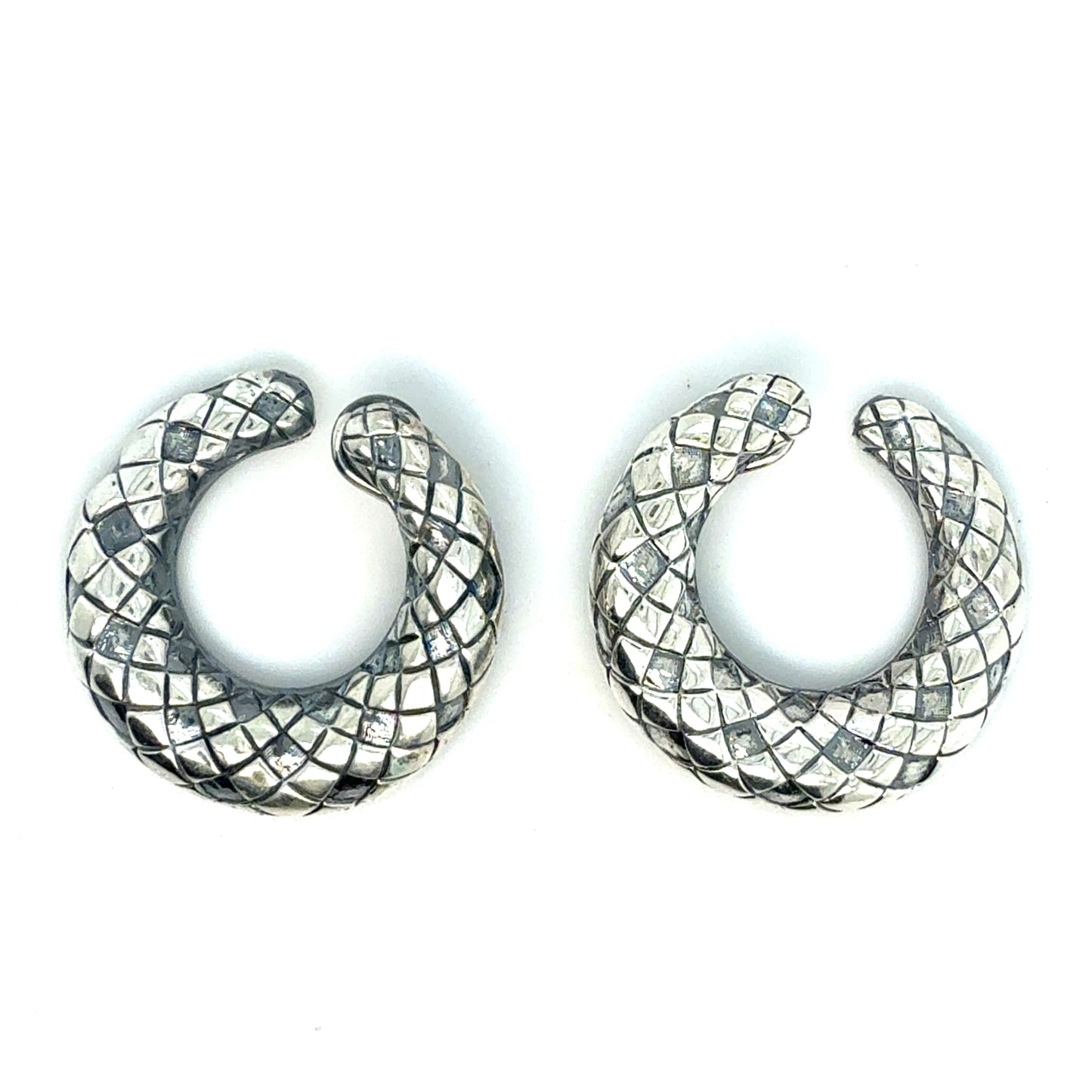 Tiffany & Co Estate Omega Back Clip on Earrings Sterling Silver TIF954