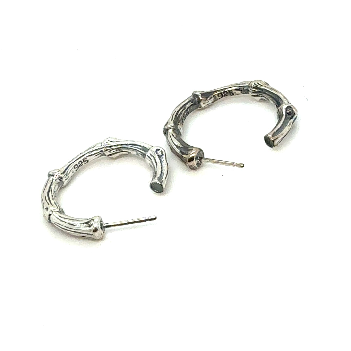 Tiffany & Co Estate Bamboo 1" Earrings without Backs Sterling Silver TIF966