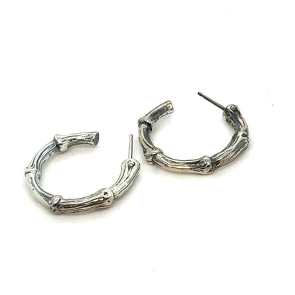 Tiffany & Co Estate Bamboo 1" Earrings without Backs Sterling Silver TIF966