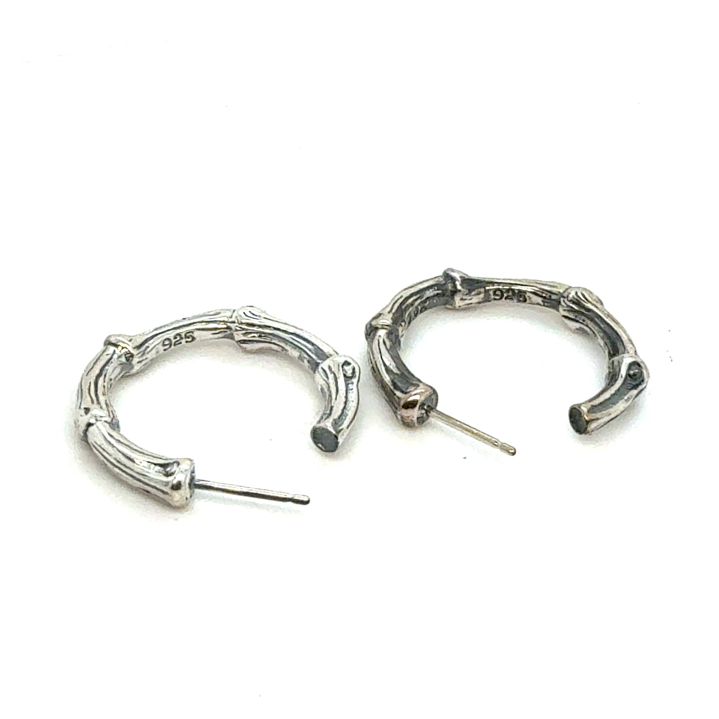 Tiffany & Co Estate Bamboo 1" Earrings without Backs Sterling Silver TIF966