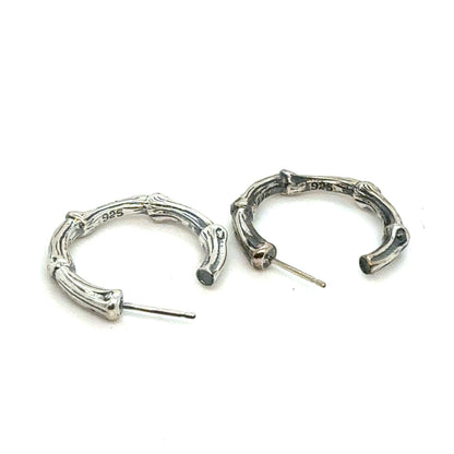 Tiffany & Co Estate Bamboo 1" Earrings without Backs Sterling Silver TIF966