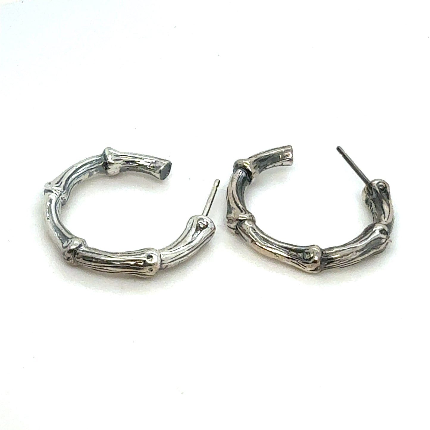 Tiffany & Co Estate Bamboo 1" Earrings without Backs Sterling Silver TIF966