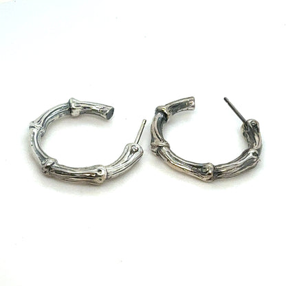 Tiffany & Co Estate Bamboo 1" Earrings without Backs Sterling Silver TIF966