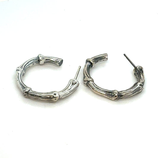Tiffany & Co Estate Bamboo 1" Earrings without Backs Sterling Silver TIF966